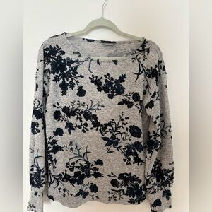 Danish Brand B.Young Grey Floral Long Sleeve Top Size M